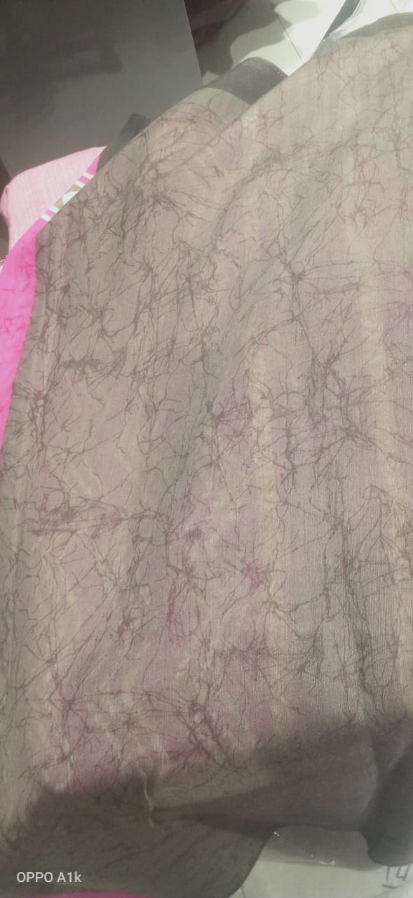 Batick print pink mulmul saree