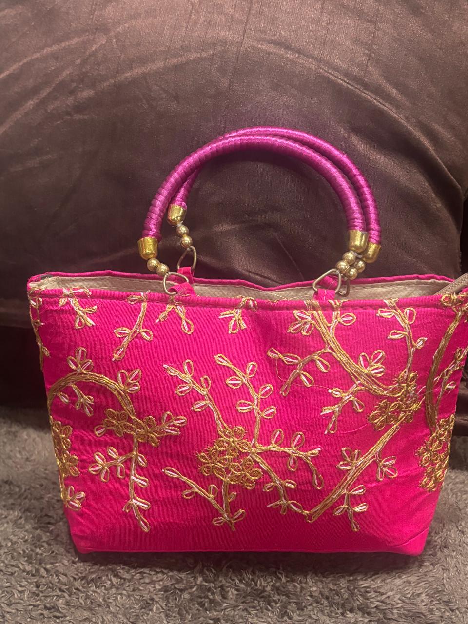 Embroidery Rani colour ethnic purse