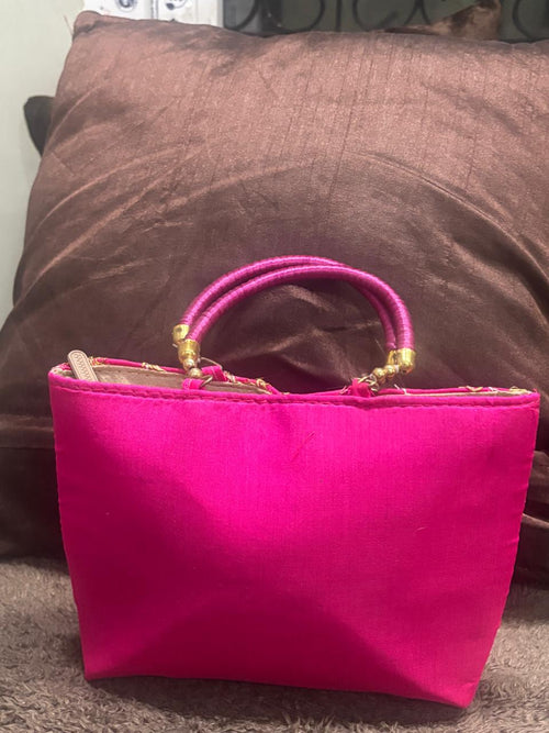 Embroidery Rani colour ethnic purse