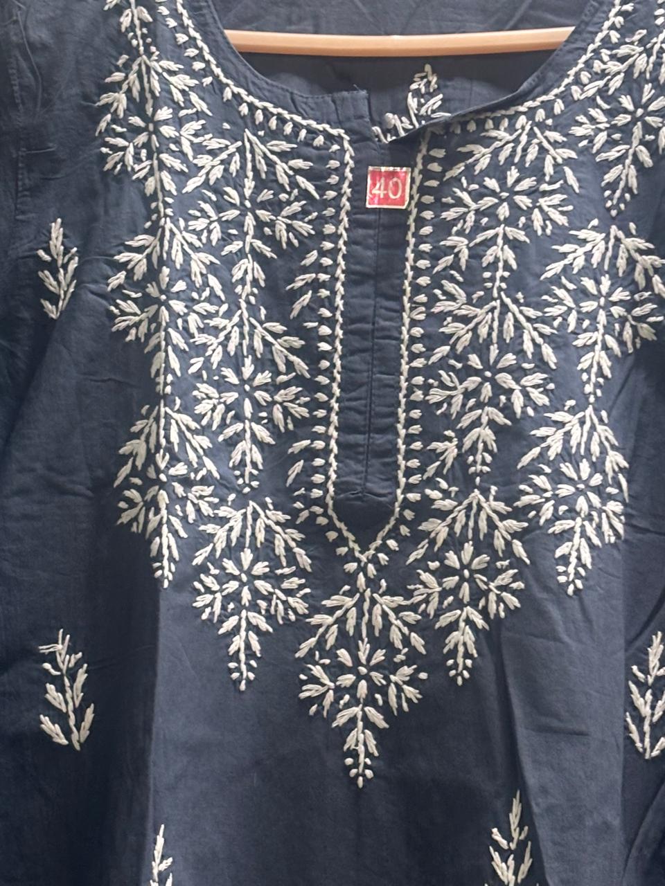 Lakhnavi Kurti: Cotton Grey