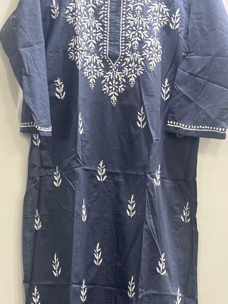 Lakhnavi Kurti: Cotton Grey