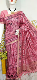MADHUBANI PRINT PINK SAREE