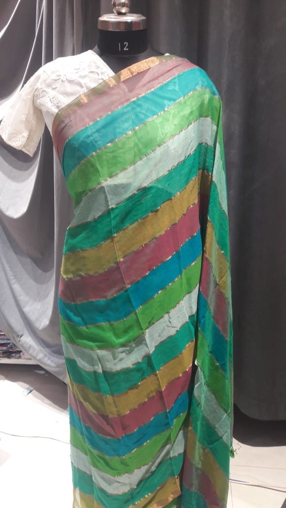 Multi colour mul mul saree