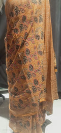 Mustard Chanderi Cotton Aajrak Saree