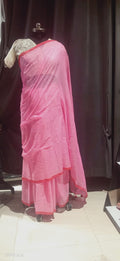 Pink MulMul Plain Saree