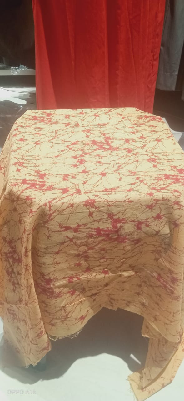 Red Beige Half MulMul Saree