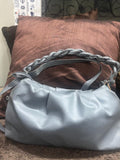 Soft leather Grey purse sling belt attached