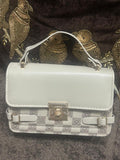 Stylish white leather purse with sling belt