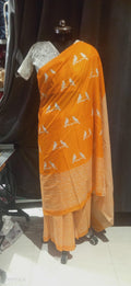 Yellow Mu-Mul Saree Bird Print